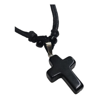 Collar Con Cruz De Obsidiana Collar Con Cruz De Obsidiana