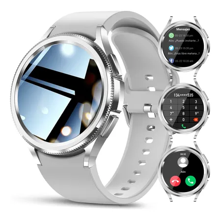 Reloj Inteligente Jooeniok Hw62 Smartwatch Ip67 Plateado Milanés Gris