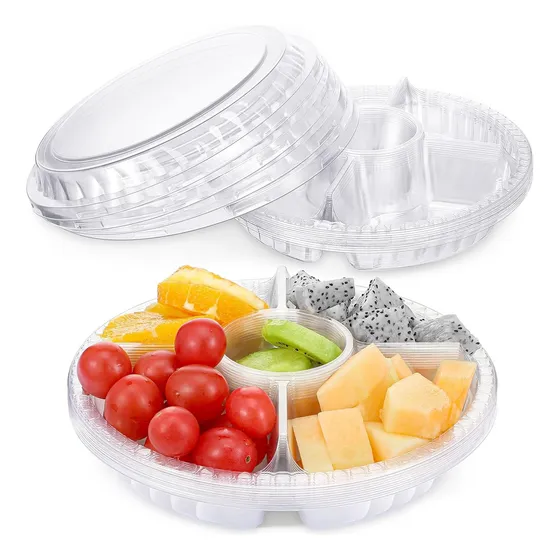 Plato Botanero Domo Charola Transparente Desechable 24cm15pc