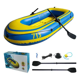 713 Lancha Hinchable Con Remos Y Bomba 2 Personas
