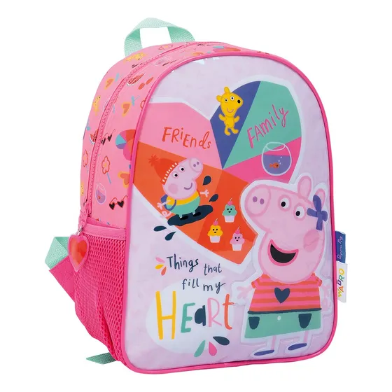 Mochila Peppa Pig Corazón Espalda Escolar Jardín 12 Rosa Diseño De La Tela 55400