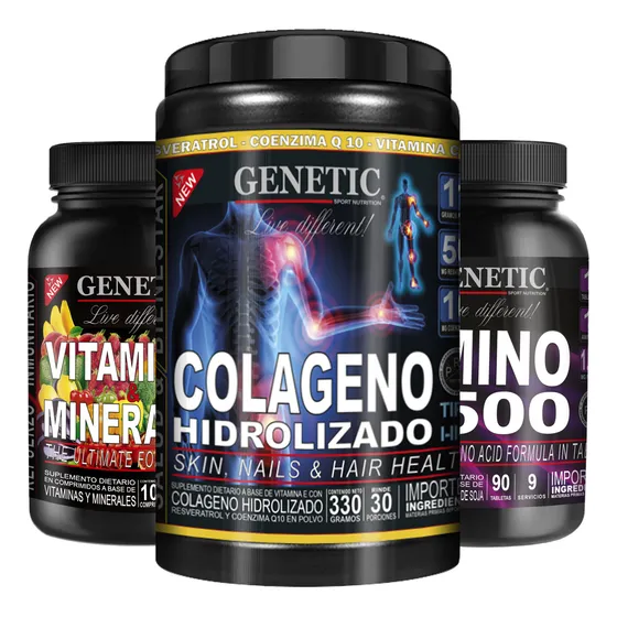 9 Aminos Colágeno Resveratrol Q10 Vita Max Ginkgo Genetic