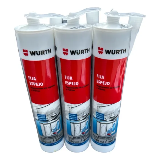 Pack 3 Silicona Adhesivo Pegamento Fija Espejo 230ml Wurth