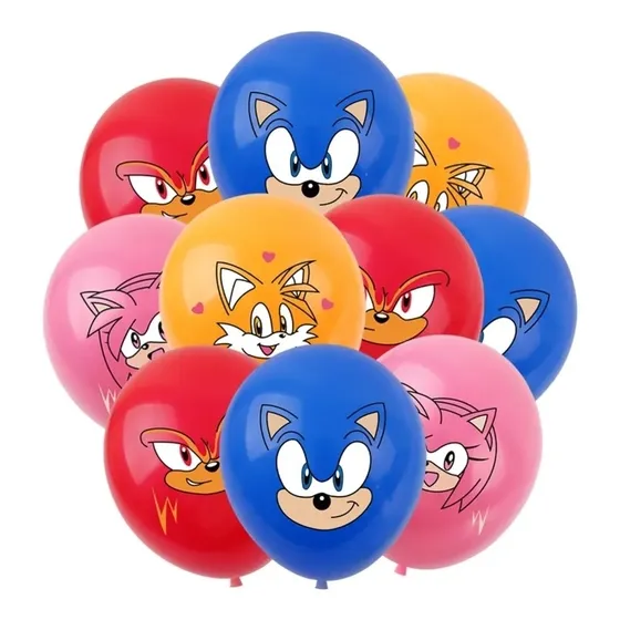 Pack 20 Globos Látex Sonic Para Inflar Con Aire O Helio