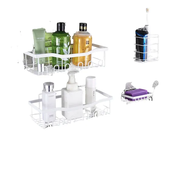 Set X4 Kit Baño Ducha Accesorios Organizacion C/autoadhesivo Color Blanco