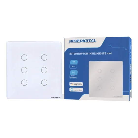 Interruptor Touch 4x4 Wifi 6 Teclas Tuya - Não É Sonoff