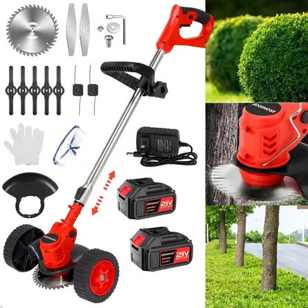 Roçadeira Cortador De Grama Eletrico 2 Baterias Com Road 110/127/220v Vermelho