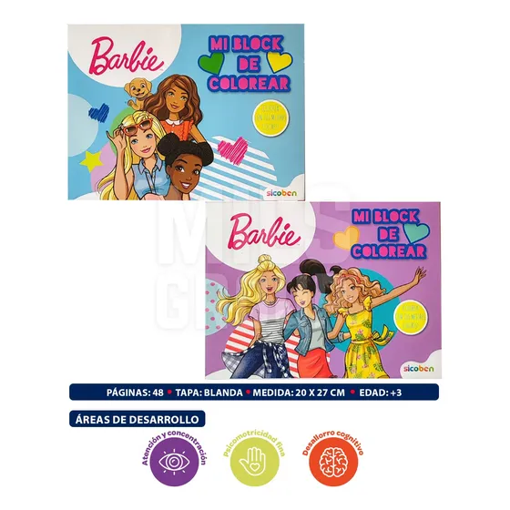 Set 2 Blocks Para Colorear + Stickers De Tu Barbie Favorita