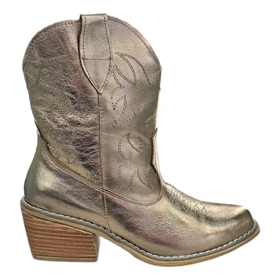 Botas Texanas De Cuero Vacuno Mujer Media Caña Bakanas Shoes