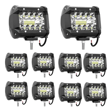 Kit 10 Farol Milha Auxilar Super 20 Led 8d 60w Moto Off-road