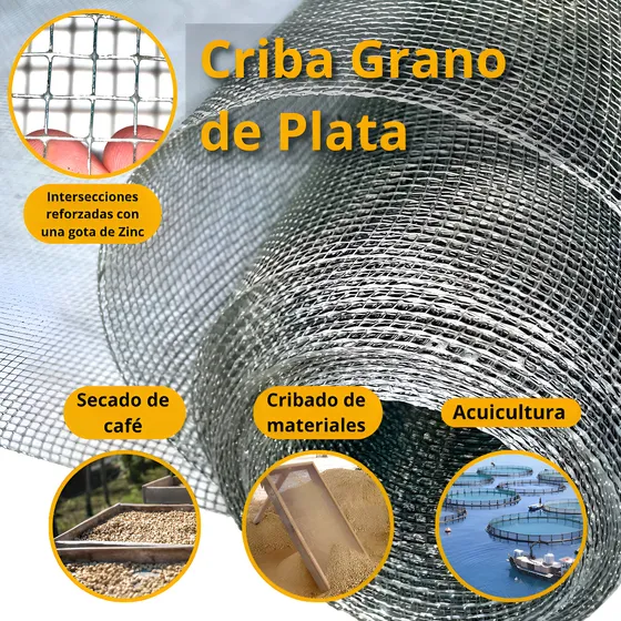 Criba Grano De Plata Abertura 8x8 De 0.91 X 30 M