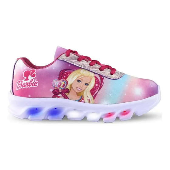Tênis Infantil Menina Barbie Com Led Super Confortável 