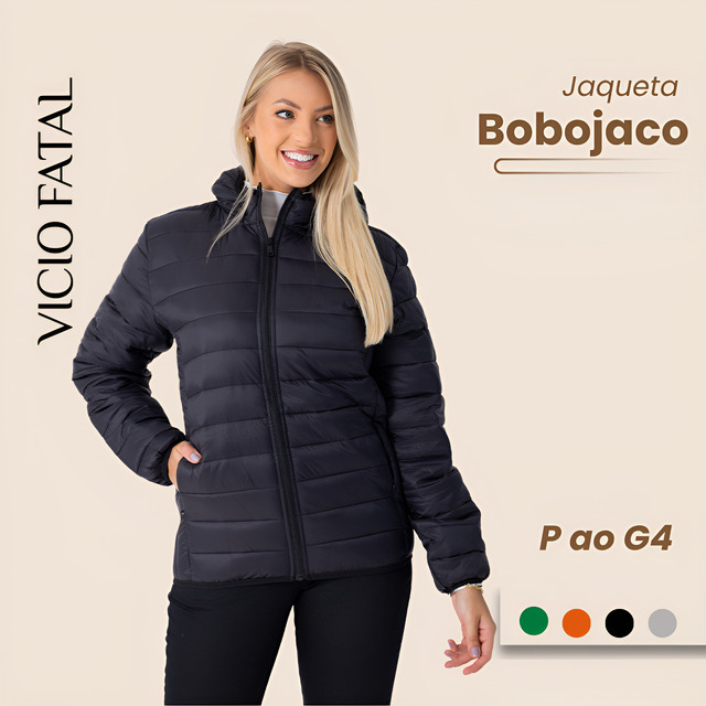 Jaqueta Feminina Puffer Bobojaco Capuz Com Nylon Impermeável Jaqueta Feminina Puffer Bobojaco Capuz Com Nylon Impermeável