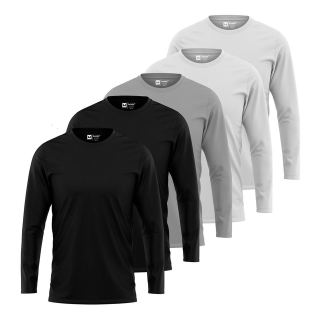 Kit 5 Camiseta Manga Longa Masculina Slim Algodão 30.1 Zaroc Kit 5 Camiseta Manga Longa Masculina Slim Algodão 30.1 Zaroc
