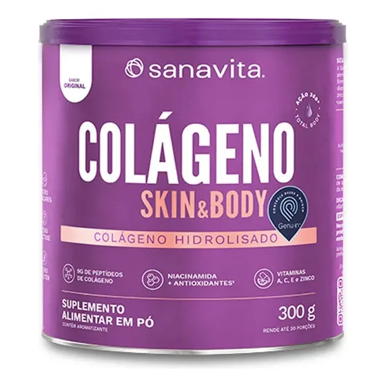 Colágeno Skin Sanavita Com Vitamin C - 300g - Todos Sabores