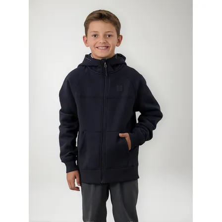 Poleron Escolar Niño Raglan Cierre Y Gorro (6a10) Polemic