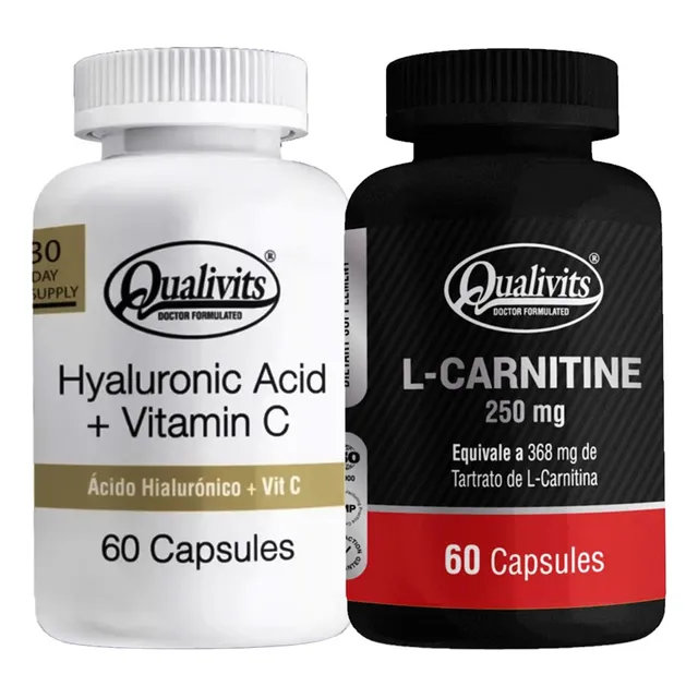 Ácido Hialurónico, Vitamina C + L Carnitina 60 Cáp Qualivits