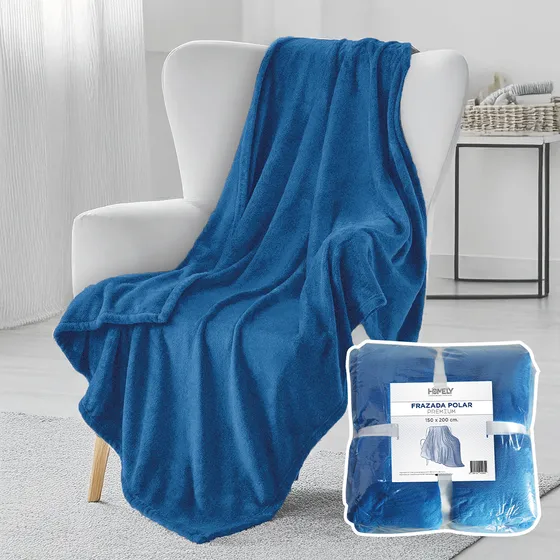 Frazada Polar Termica 2 Plazas Homely Manta 150x200cm 900 Gramos Azul