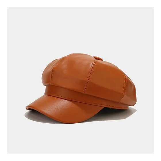 Boina Gorra Con Visera Cuero Pu Ecologico Engomada Unisex