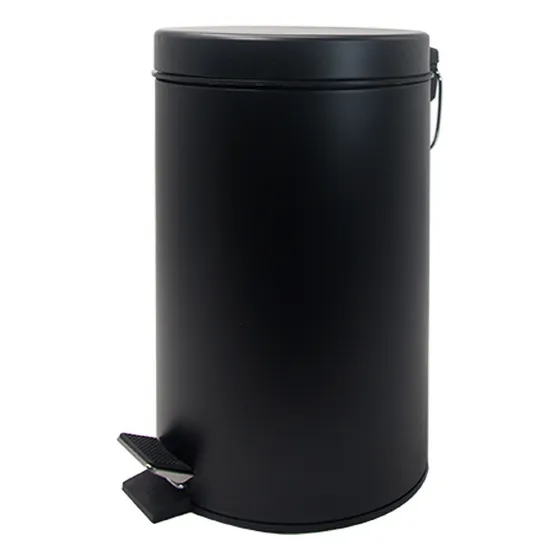 Tacho De Basura 12 Litros Cesto Negro Acero Inoxidable