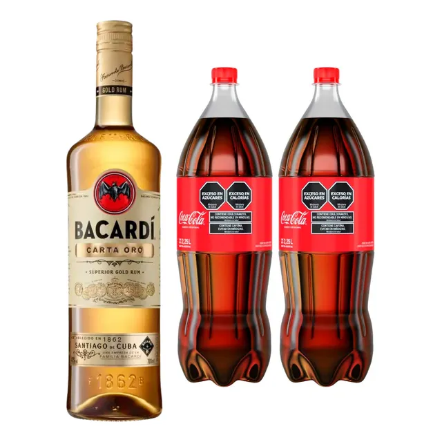 Combo Ron Bacardi 700ml + 2 Coca Cola 2,25l Cuba Libre