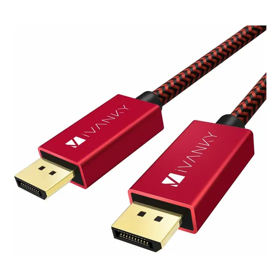 Cable Displayport Pie Rojo Dp Hz Trenzado Nailon Para Pc