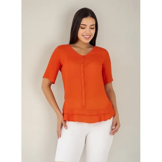 Blusa M/c Neshani Gasa Crepe C/e Naranja