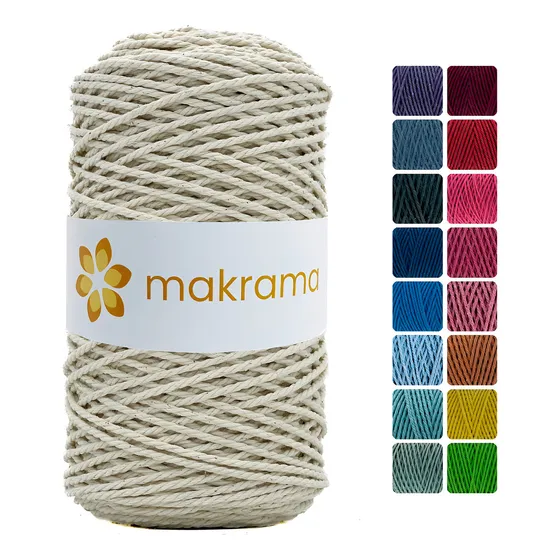 Cuerda Cordón De Algodón Para Macramé 2mm 500g Colores Color Crudo
