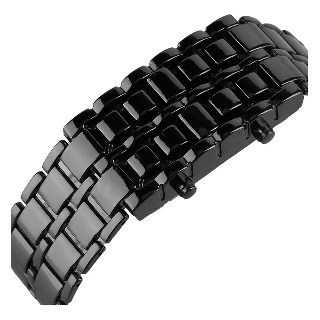 Reloj Hombre Led Lava Creativo Luz Roja Carcasa Negra
