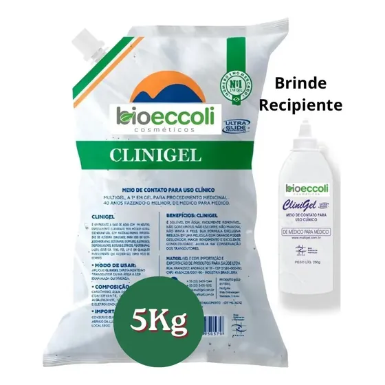 Gel Condutor Ultrassom Clinico Contato 5KG BAG Bioeccoli Incolor