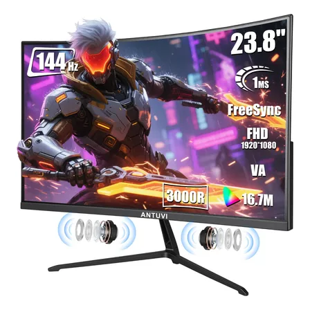 Monitor Gamer Curvo 24 3000r 144hz 1ms Fhd Alto-falante Hdmi Preto 127/220v