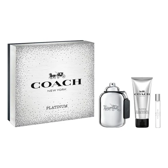 Perfume Coach Man Platinum Cofre Edp *100 Ml + Sg + Travel