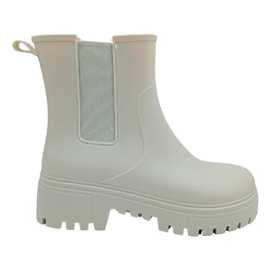 Bota Plástico Lluvia Mujer Con Elástico, Moda Gruesa Dama