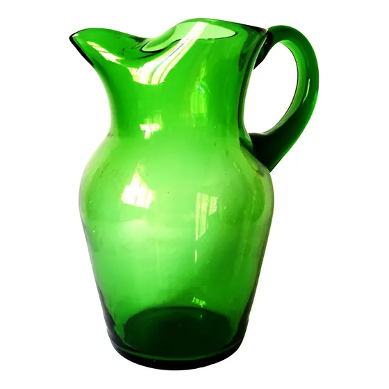 Bella Jarra Grande Vintage Cristal Murano Verde Años Sesenta