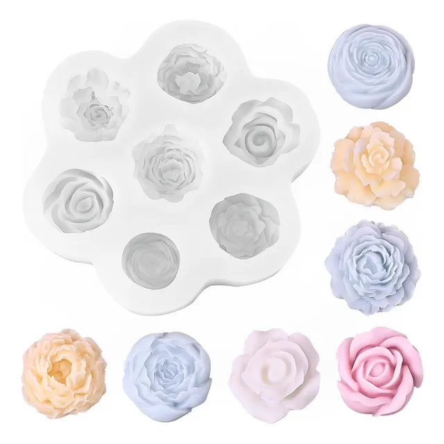 Molde De Silicón De Flores Rosas Para Hacer Jabones Vela