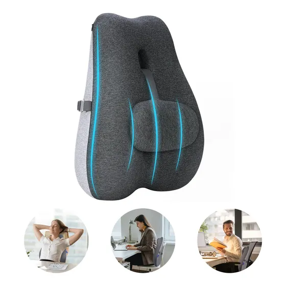 Cojin Soporte Espalda Corrector Lumbar Silla Auto Oficina Color Negro/gris