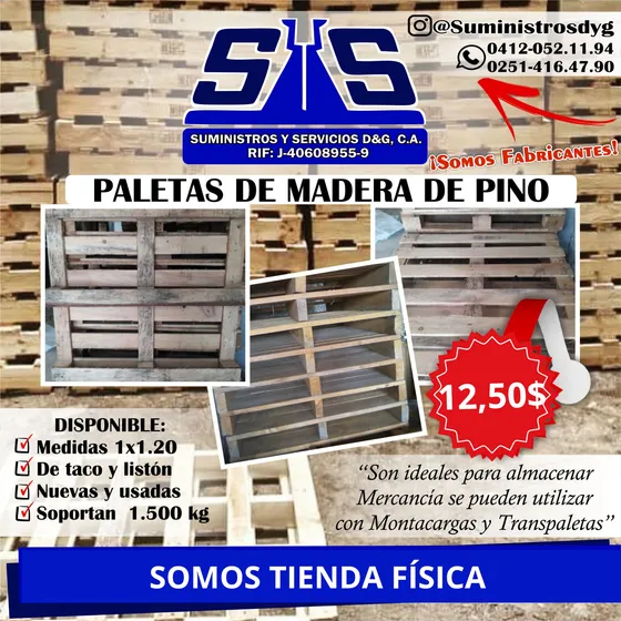 Paletas O Estibas De Madera 1x120 Medida Estándar Usadas