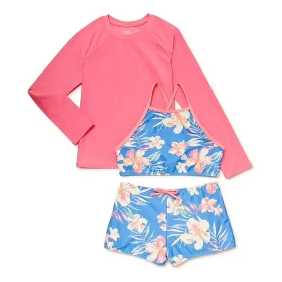 Traje De Baño Importado De 3 Piezas Para Niñas En Talla 6