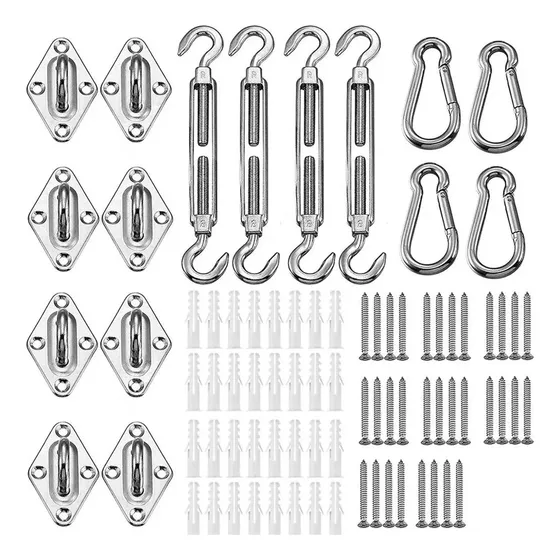 Kit De Instalación Para Malla Sombra Tensores Y Armella 80pz