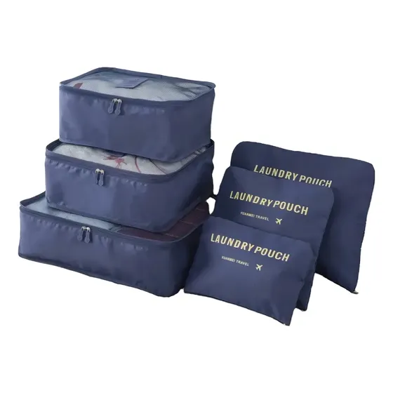 Kit De Organizador Necessaire Mala De Viagem,6 Peças Prático Cor Azul-escuro