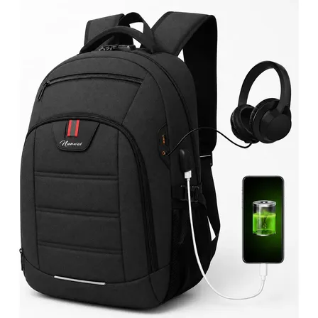 Mochila para Laptop Impermeable Hombre 15.6 Pulgadas Urbana Reforzada Antirrobo Escolares Negra