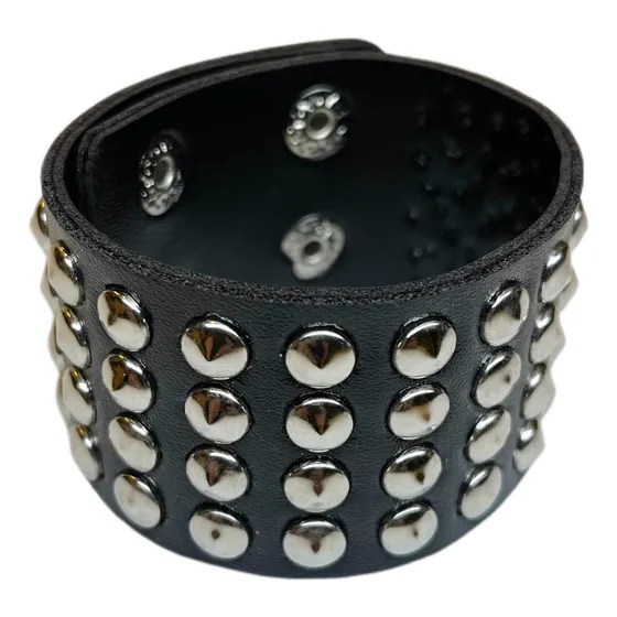 Muñequera Brazalete Tachas Conicas Plateadas