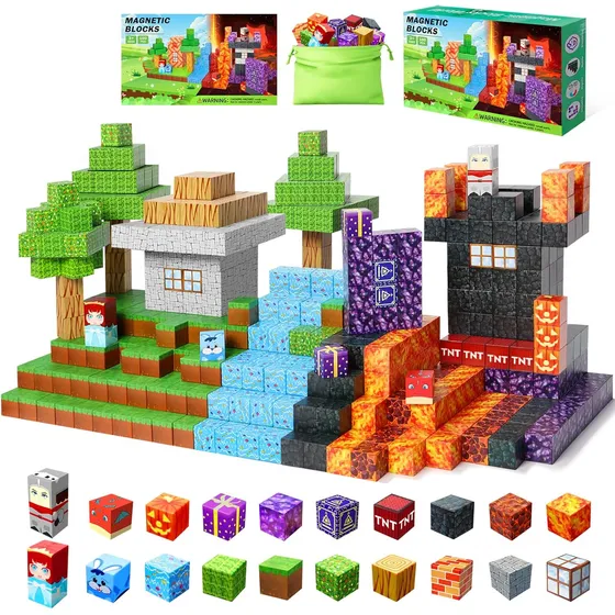 100 Bloques Magnéticos  Build Mine Magnet World Magnetic Ma