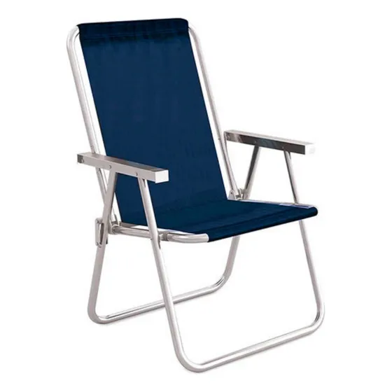 Mor Sillón Playero Pescador Alto Director Aluminio Reposera 120 Kg Conforto Color Azul Marino