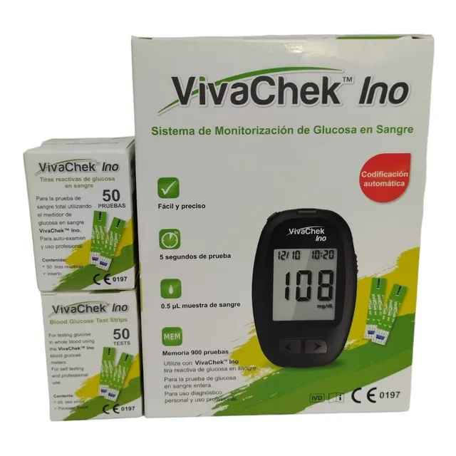 Combo Glucometro 110 Tiras 110 Lancetas Color Blanco