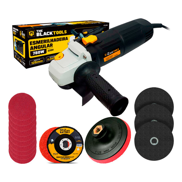 Kit Lixadeira Esmerilhadeira Profissional 4.1/2 + Acessórios Cor Preto 127v Kit Lixadeira Esmerilhadeira Profissional 4.1/2 + Acessórios Cor Preto 127v