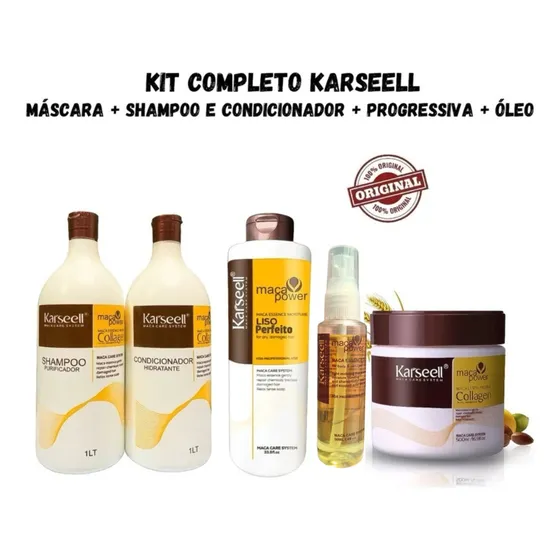 Kit 5 Produtos Karseel Com Progressiva 1 Litro