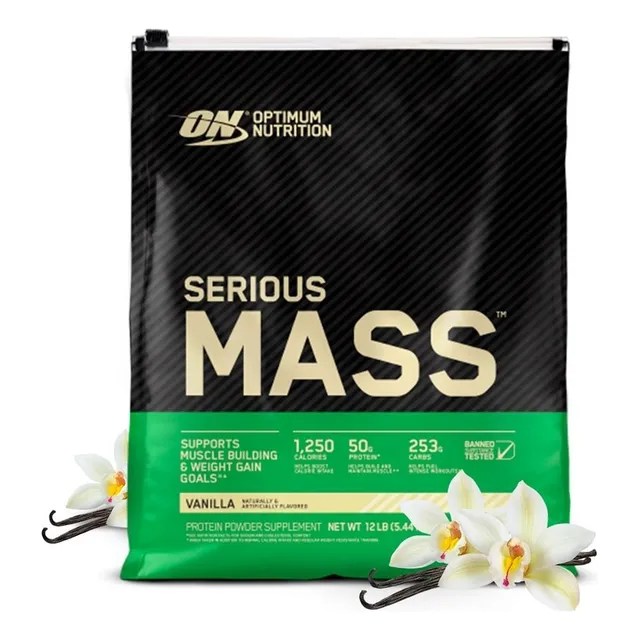 Suplemento En Polvo Optimum Nutrition Serious Mass Carbohidratos Sabor Vainilla En Bolsa De 5.44kg