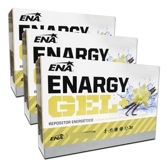 3 Cajas Enargy Gel Ena Cafeína + Energía Entrenar Running Sabor Vainilla