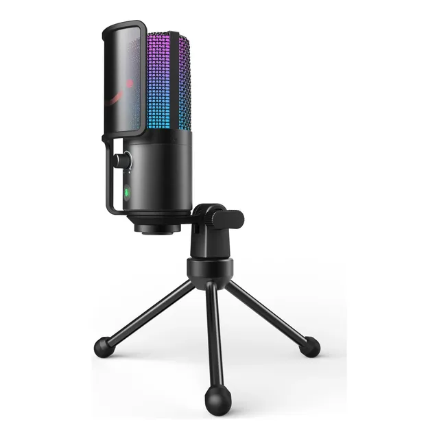 Micrófono Fifine K669 Pro 3 Rgb Cardioide Con Soporte Negro